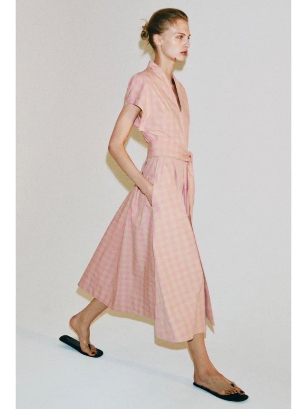 Zara pink check poplin dress ZW collection NWT - Picture 4 of 7
